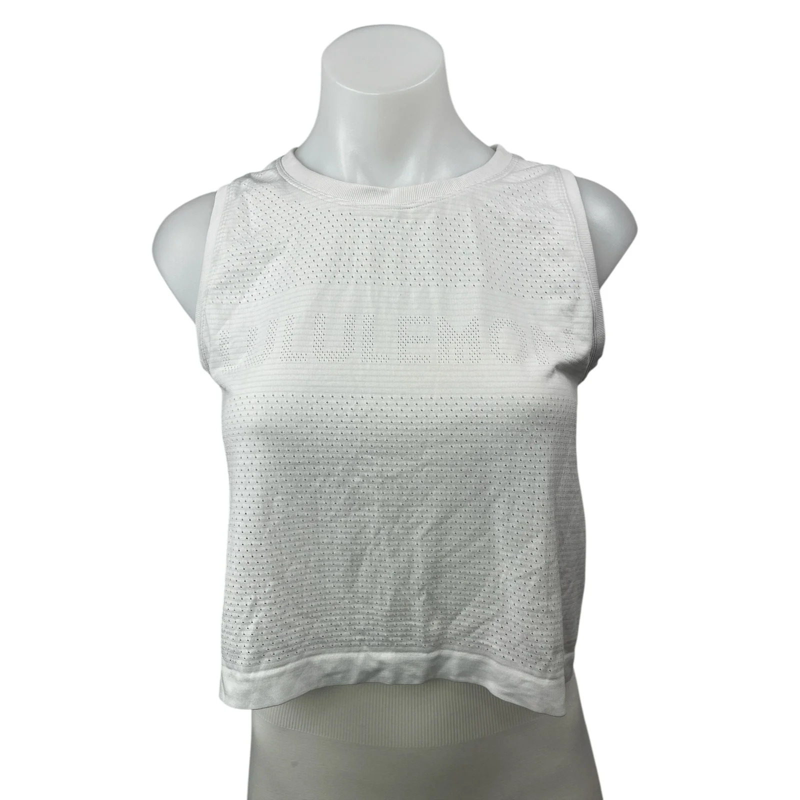 Lululemon Breeze By Women's White Sleeveless Muscle Tee Crop Tank Top Size S/M