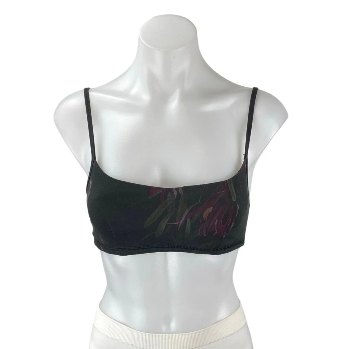 Lululemon Daily Black Floral Sleeveless Activewear Sports Bra Crop Tank Top S