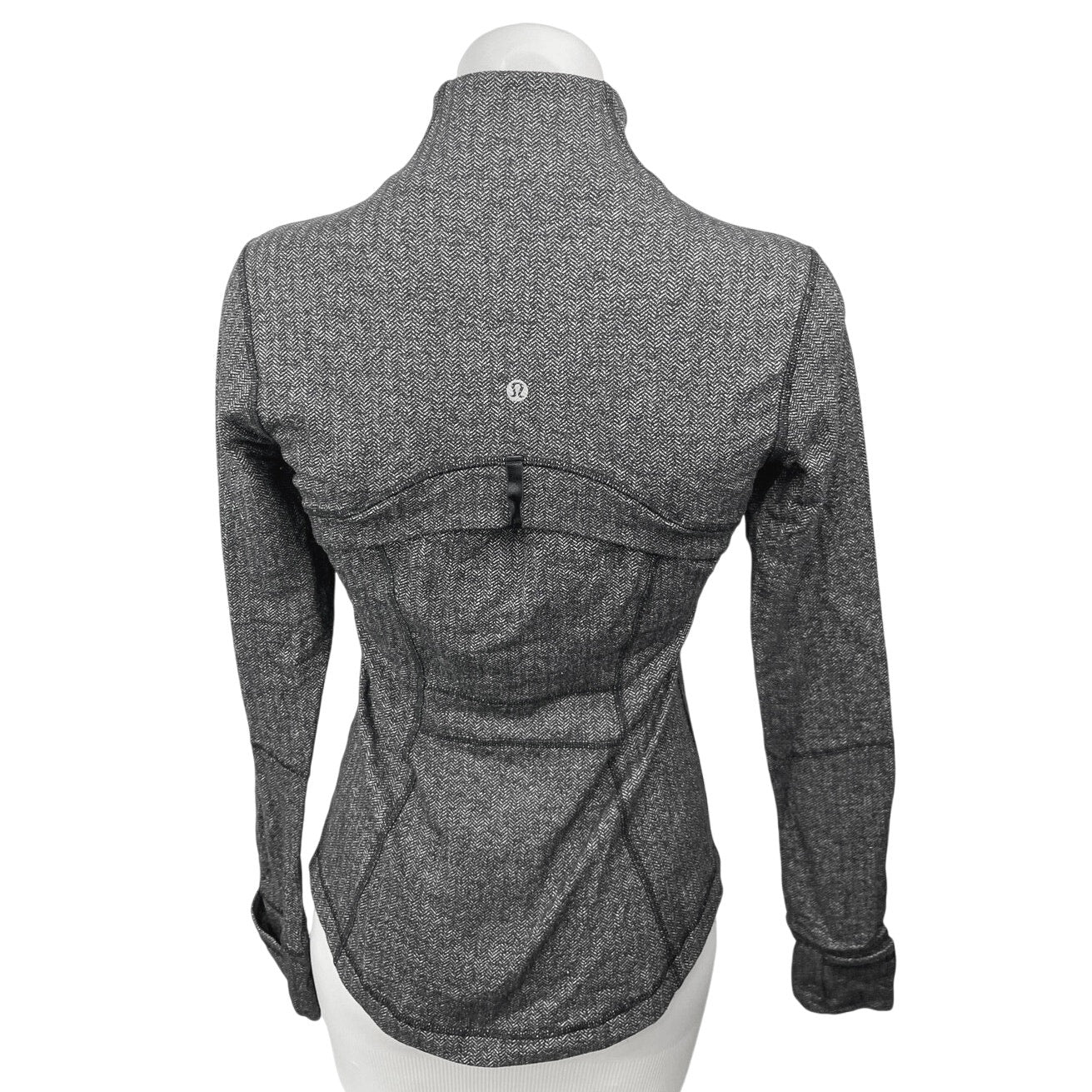 Lululemon Define Women's Gray Herringbone Zip Up High Neck Thumbholes Jacket 6 - Image 2