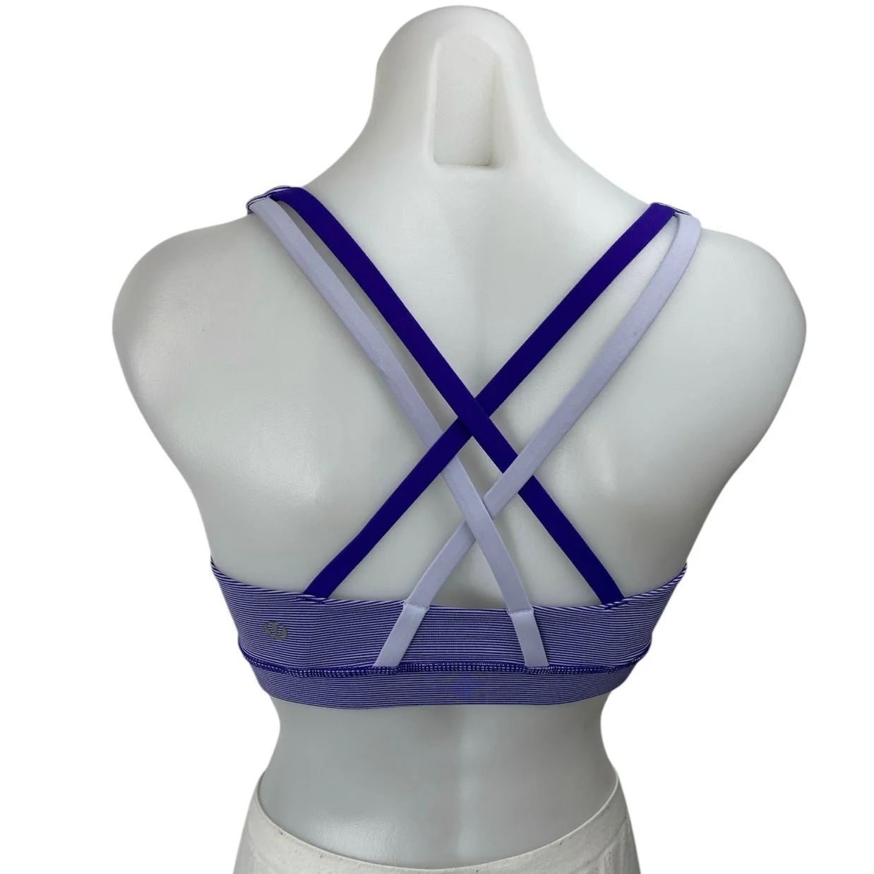 Lululemon Energy Blue Striped Strappy Sleeveless Yoga Sports Bra Crop Tank Top 4 - Image 2