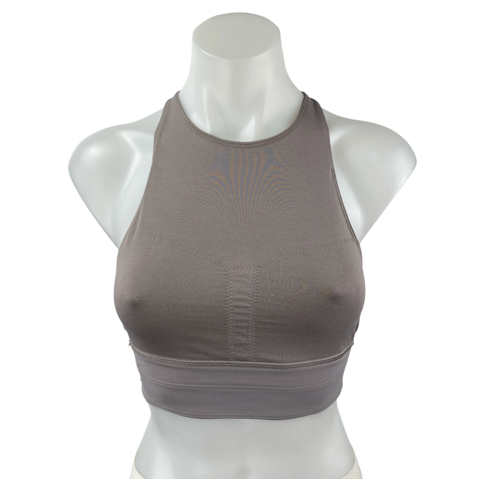 Lululemon Energy High-Neck Longline Gray Yoga Athletic Sports Bra Crop Top Sz 4
