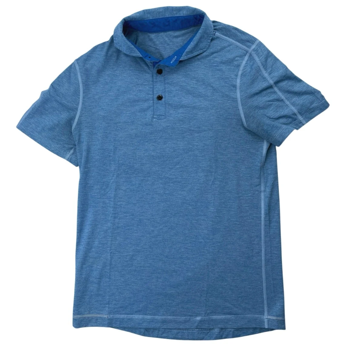 Lululemon Evolution Men's Blue Short Sleeve Athletic Golf Polo Shirt Top Size S