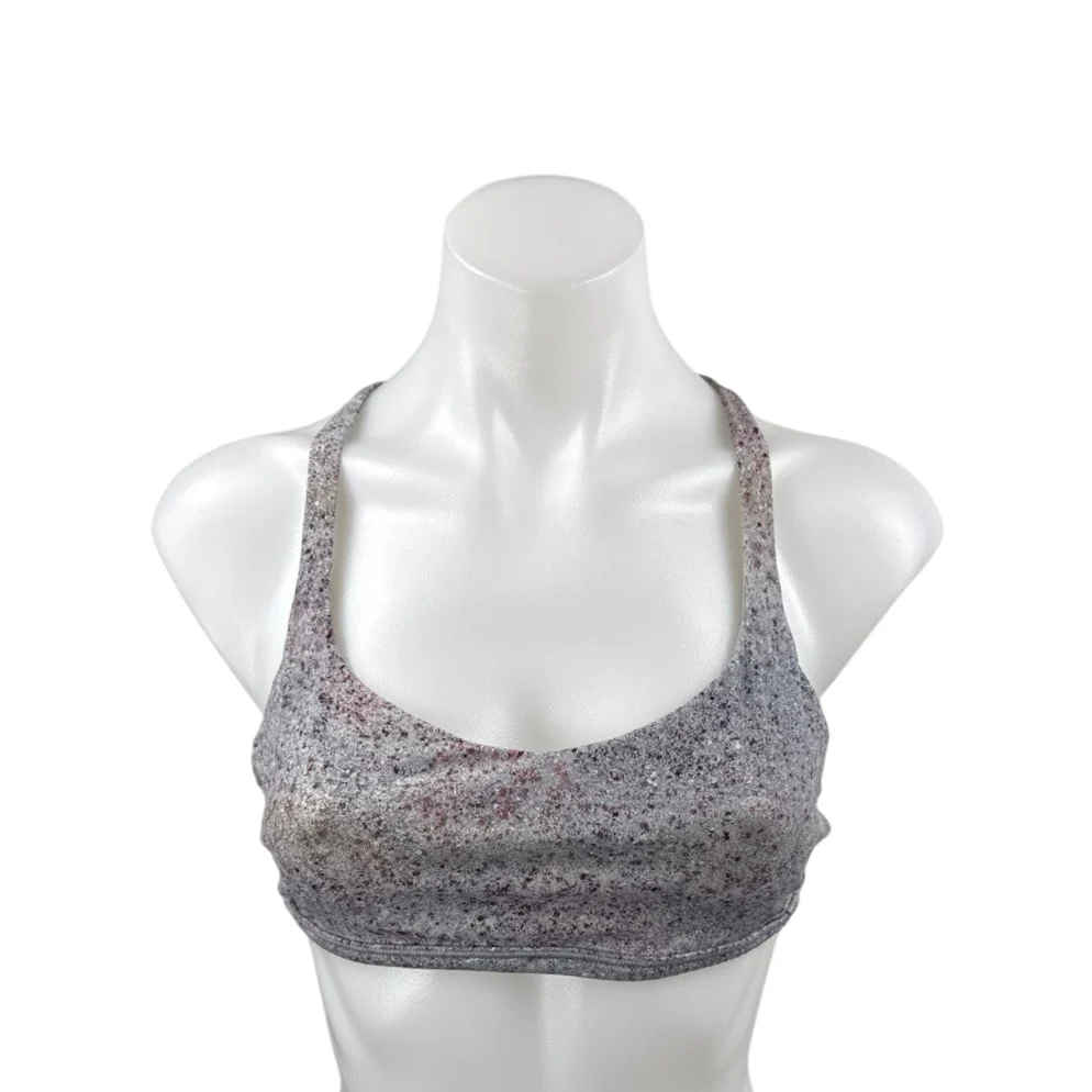 Lululemon Free to Be Gray Strappy Sleeveless Yoga Athletic Sports Bra Crop Top 8