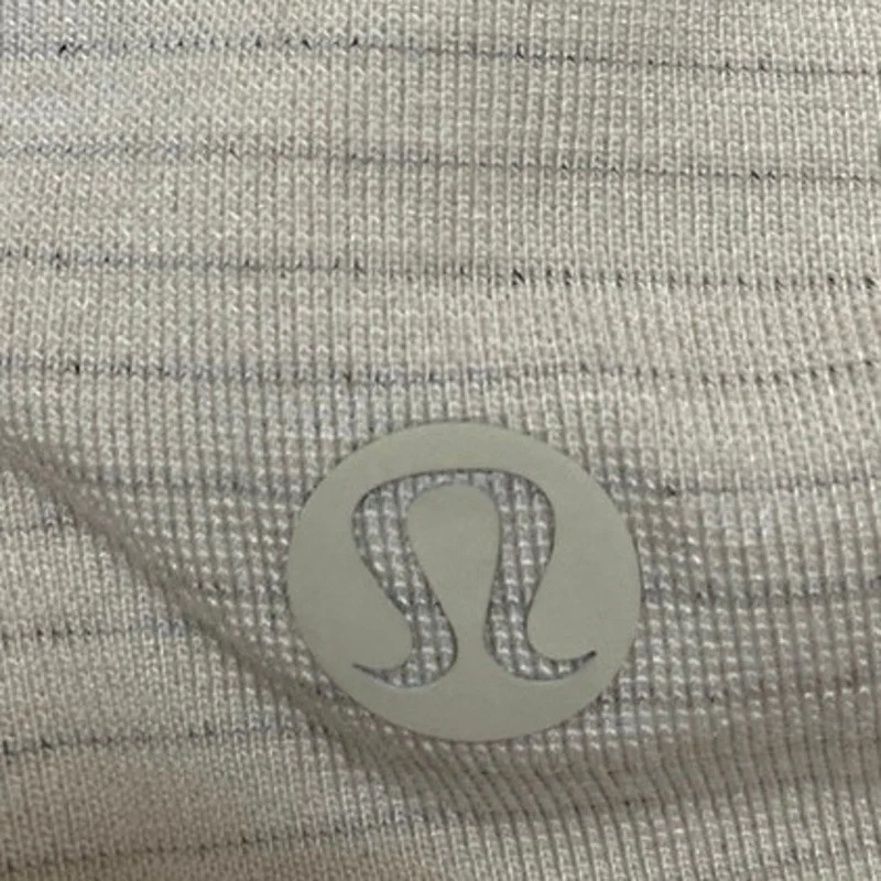 Lululemon Men's Beige Tan Short Sleeve Collared Striped Polo Shirt Top Size M/L - Image 3