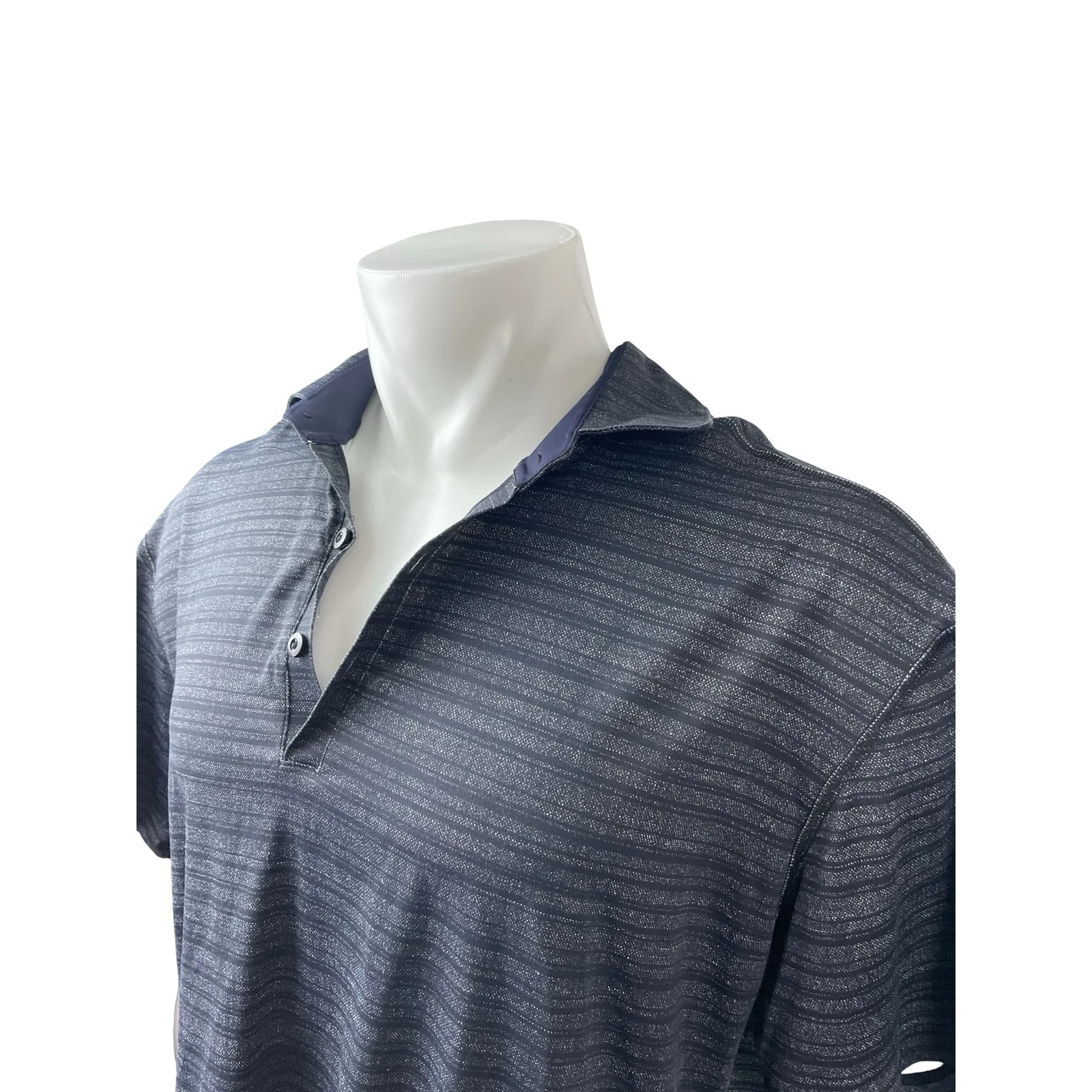 Lululemon Men's Black Striped Short Sleeve Golf Casual Polo Shirt Top Size L - Image 3