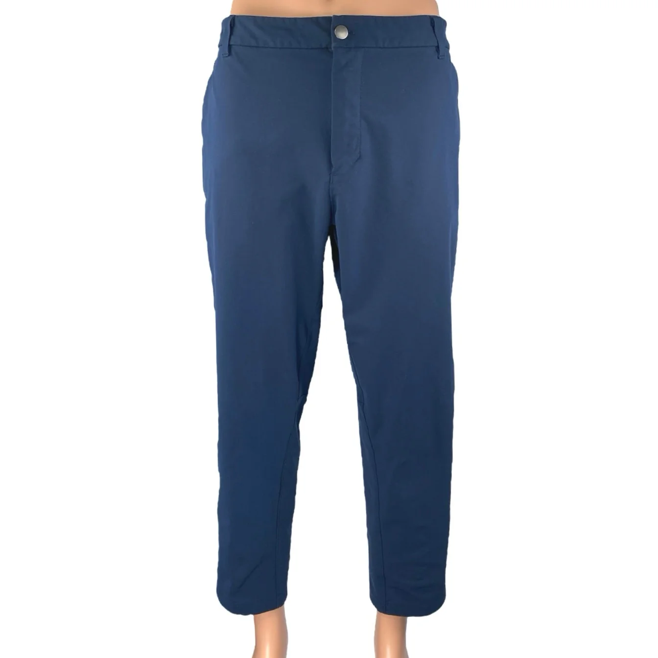 Lululemon Men's Blue Straight Leg High Waist Chino Khaki Trousers Dress Pants 36