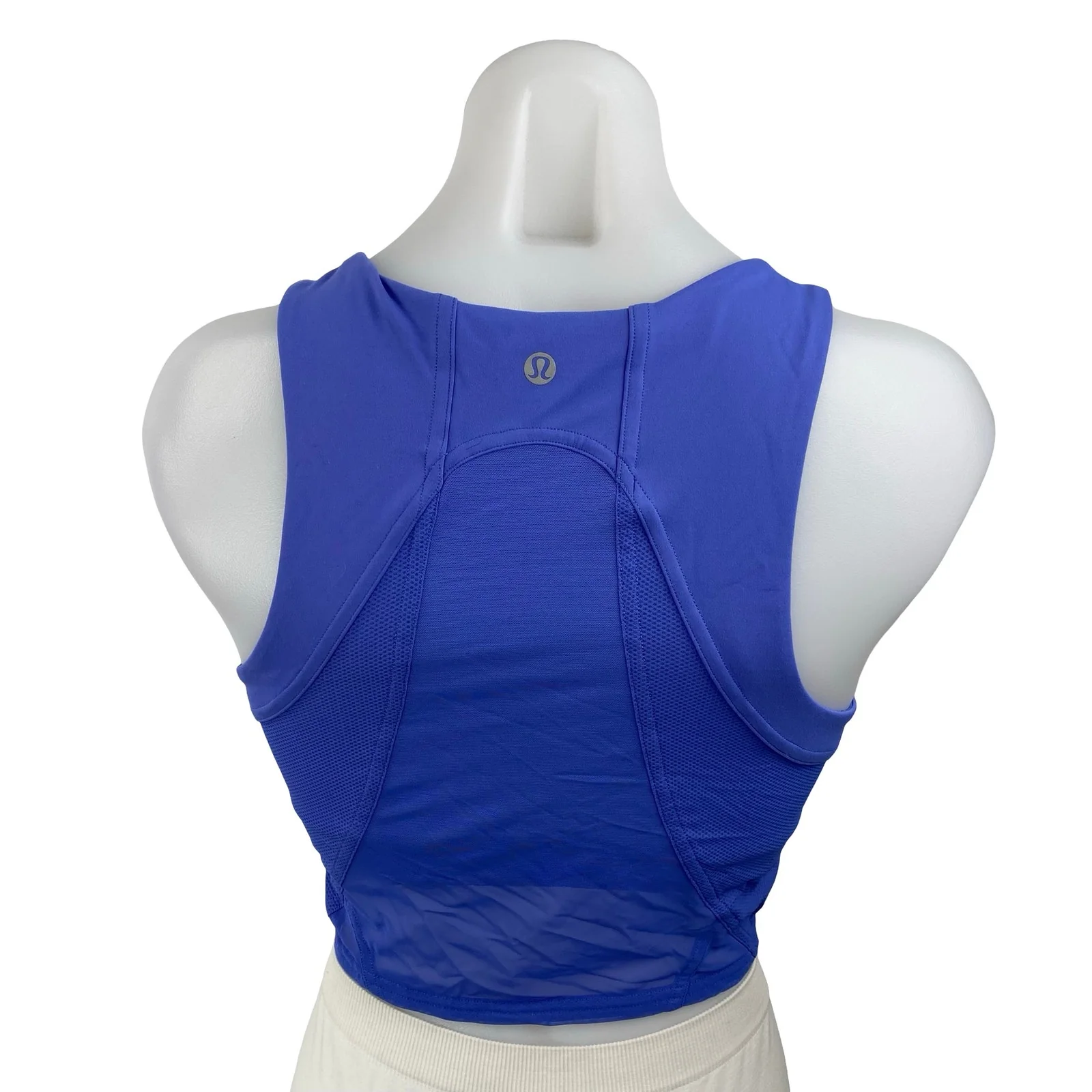 Lululemon Mesh Panelled Training Shelf Blue Yoga Athletic Tank Crop Top Size 8 - Image 4