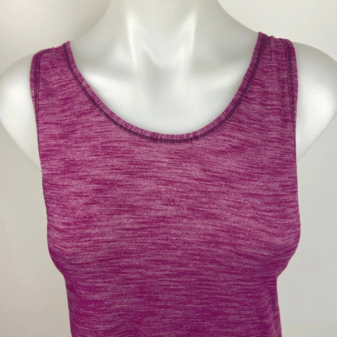 Lululemon Pink Purple Space Dye Scoop Neck Logo Athletic Workout Tank Top Size M - Image 3