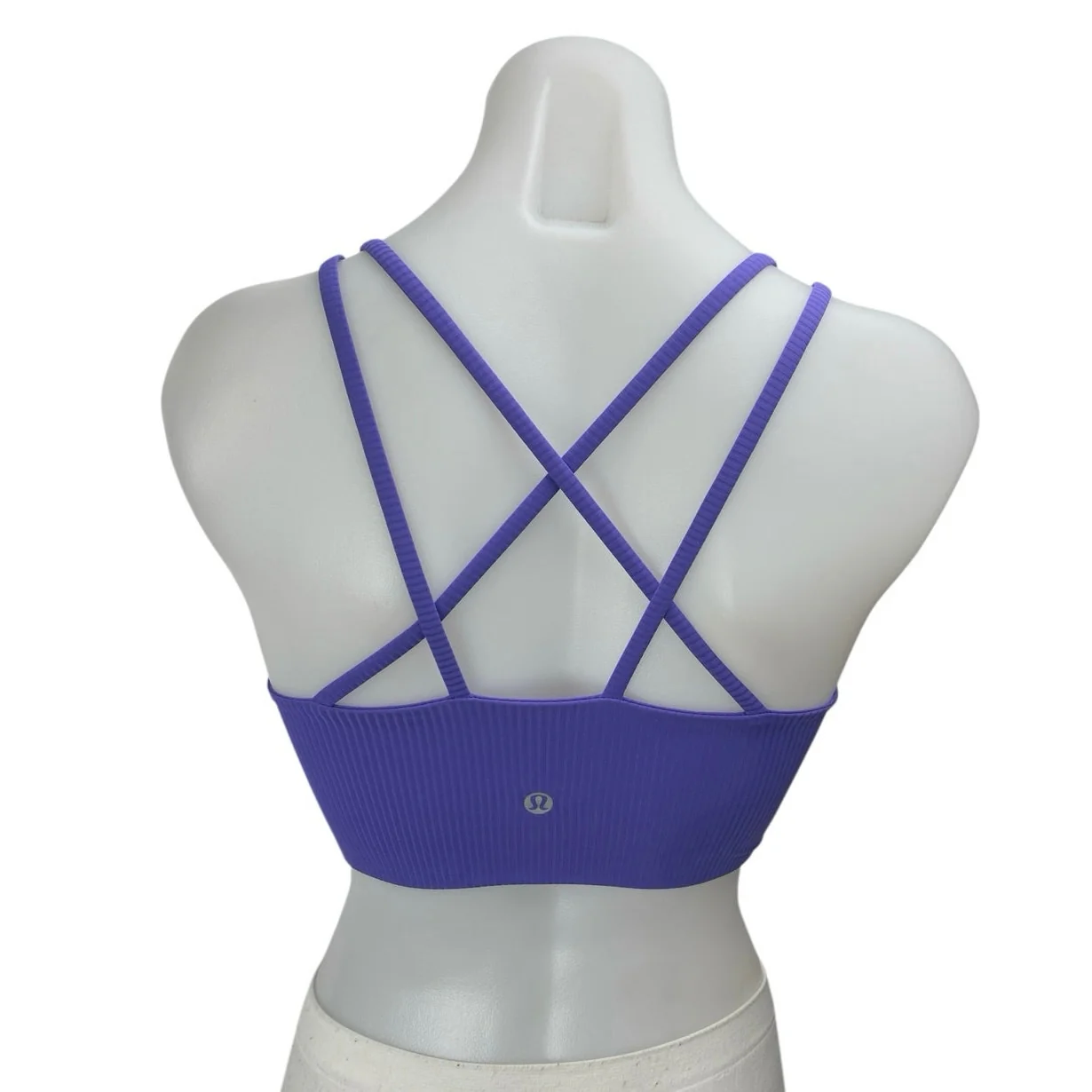 Lululemon Purple Sleeveless Strappy Rib Knit Yoga Athletic Sports Bra Crop Top 2 - Image 2