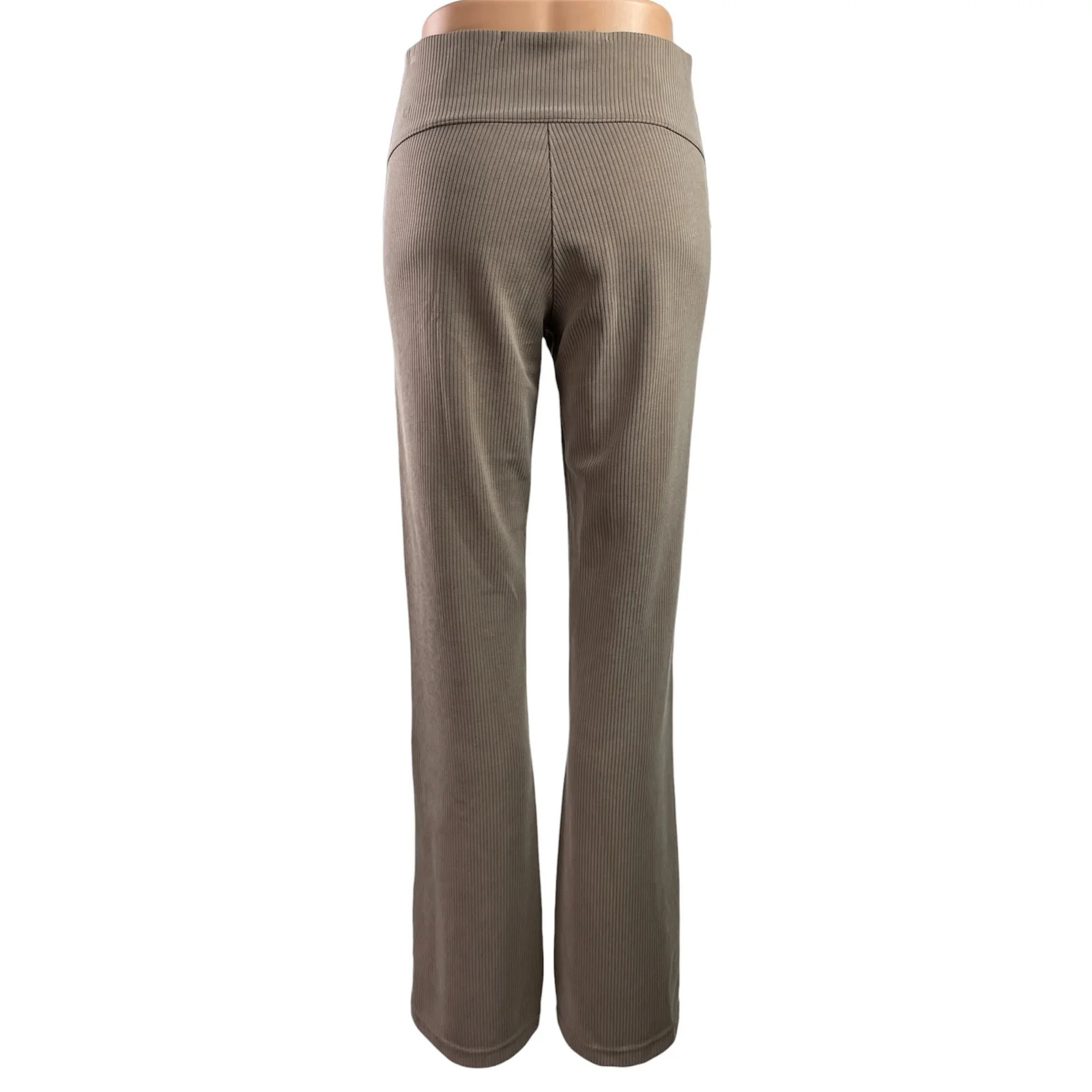 Lululemon Women's Beige Taupe Ribbed Knit High Rise Flare Trousers Pants Size 6 - Image 3