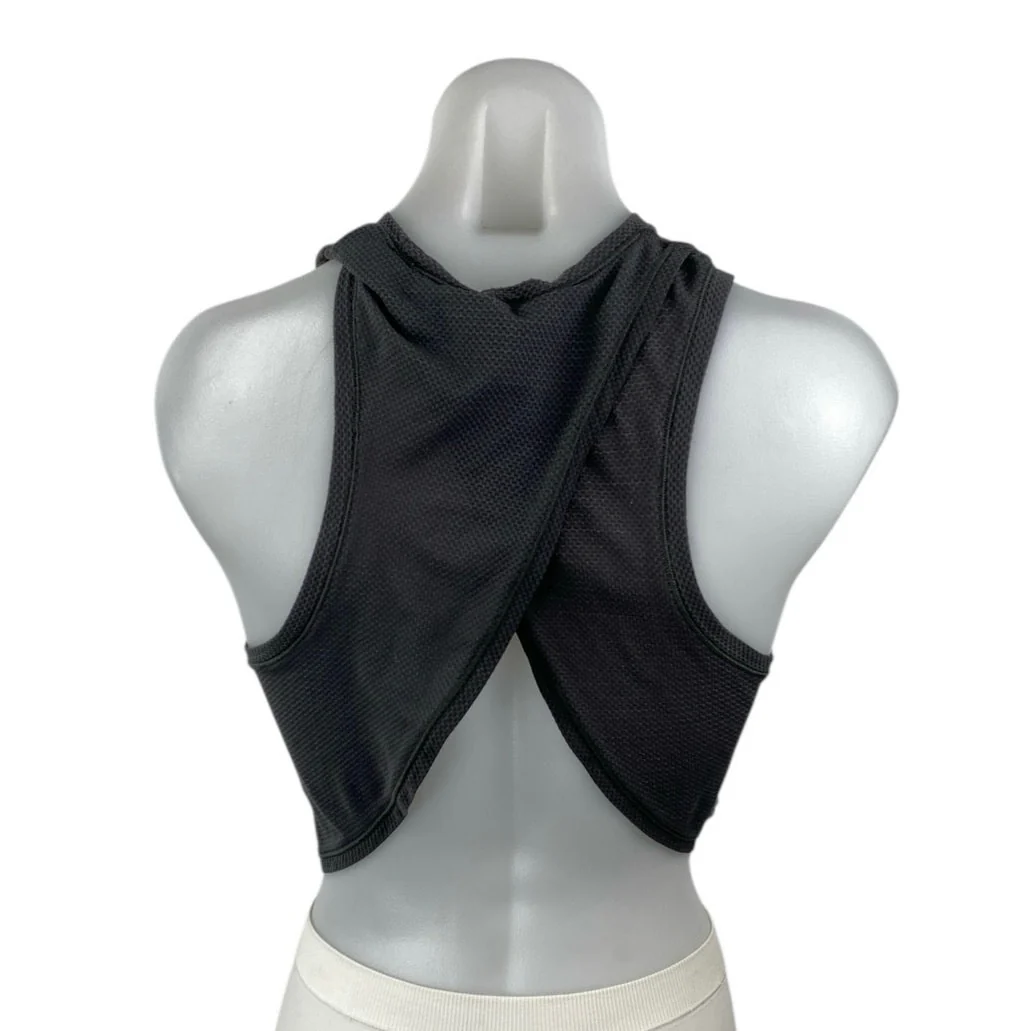 Lululemon Women's Black High Neck Sleeveless Split Back Crop Athletic Tank Top 2 - Image 2