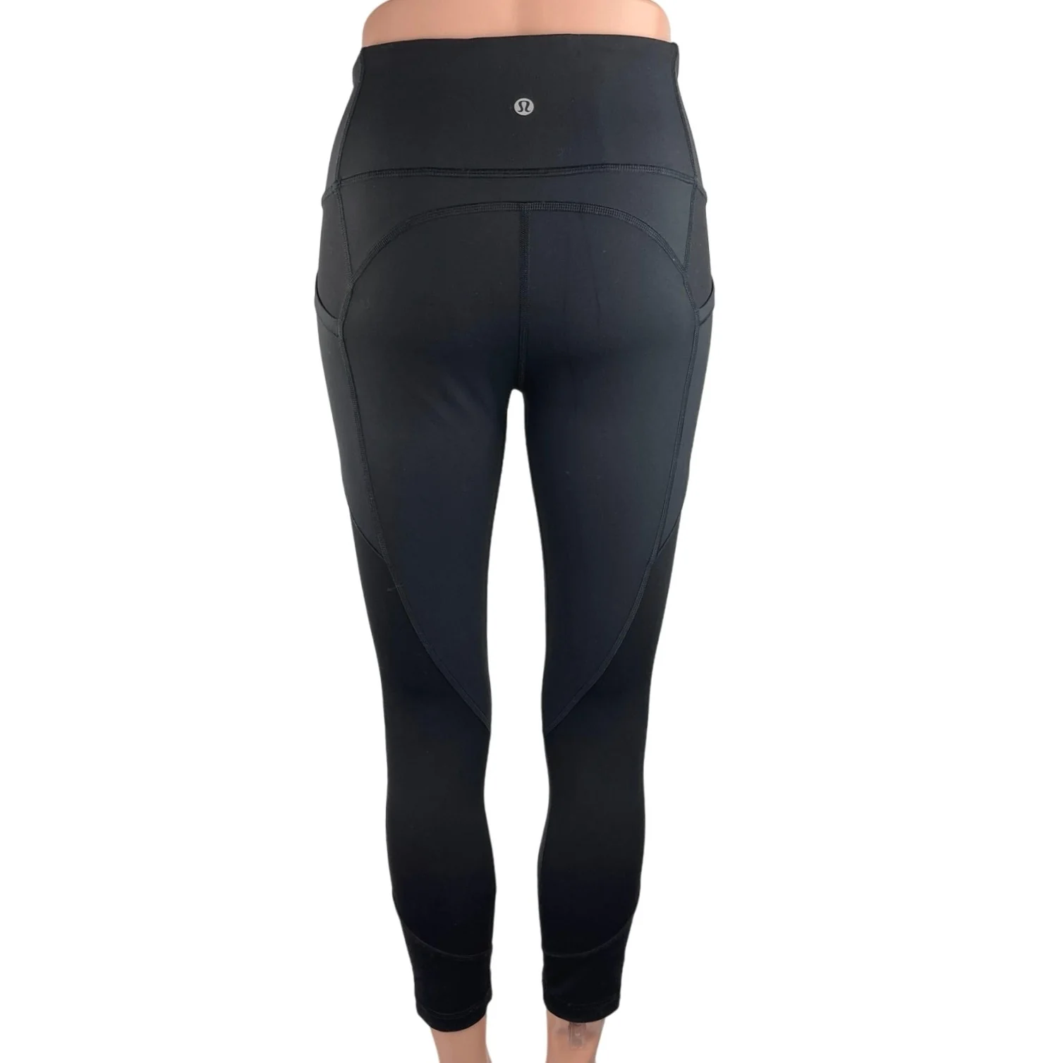 Lululemon Women's Black High Rise Elastic Waistband Ankle Activewear Leggings S - Image 3