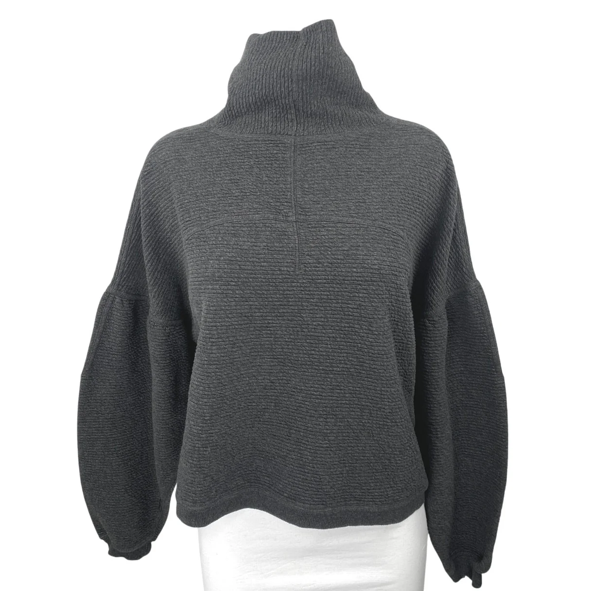 Lululemon Women's Black Long Balloon Sleeve Turtleneck Knit Sweater Top Size OS