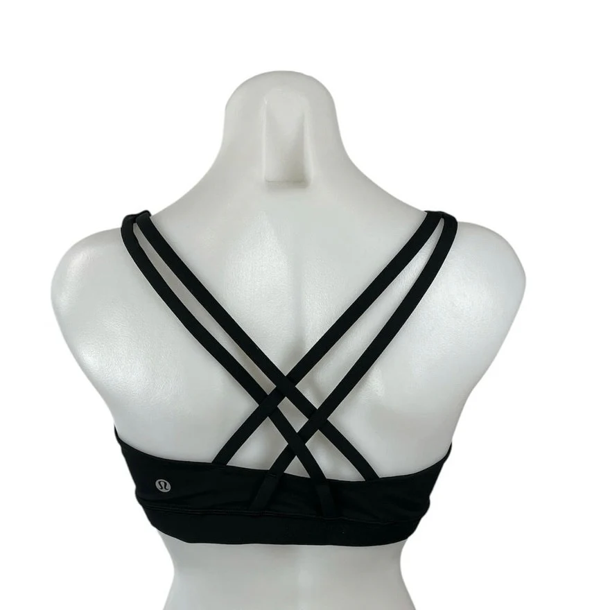 Lululemon Women's Black Strappy Yoga Workout Athletic Sports Bra Crop Top Size S - Image 3