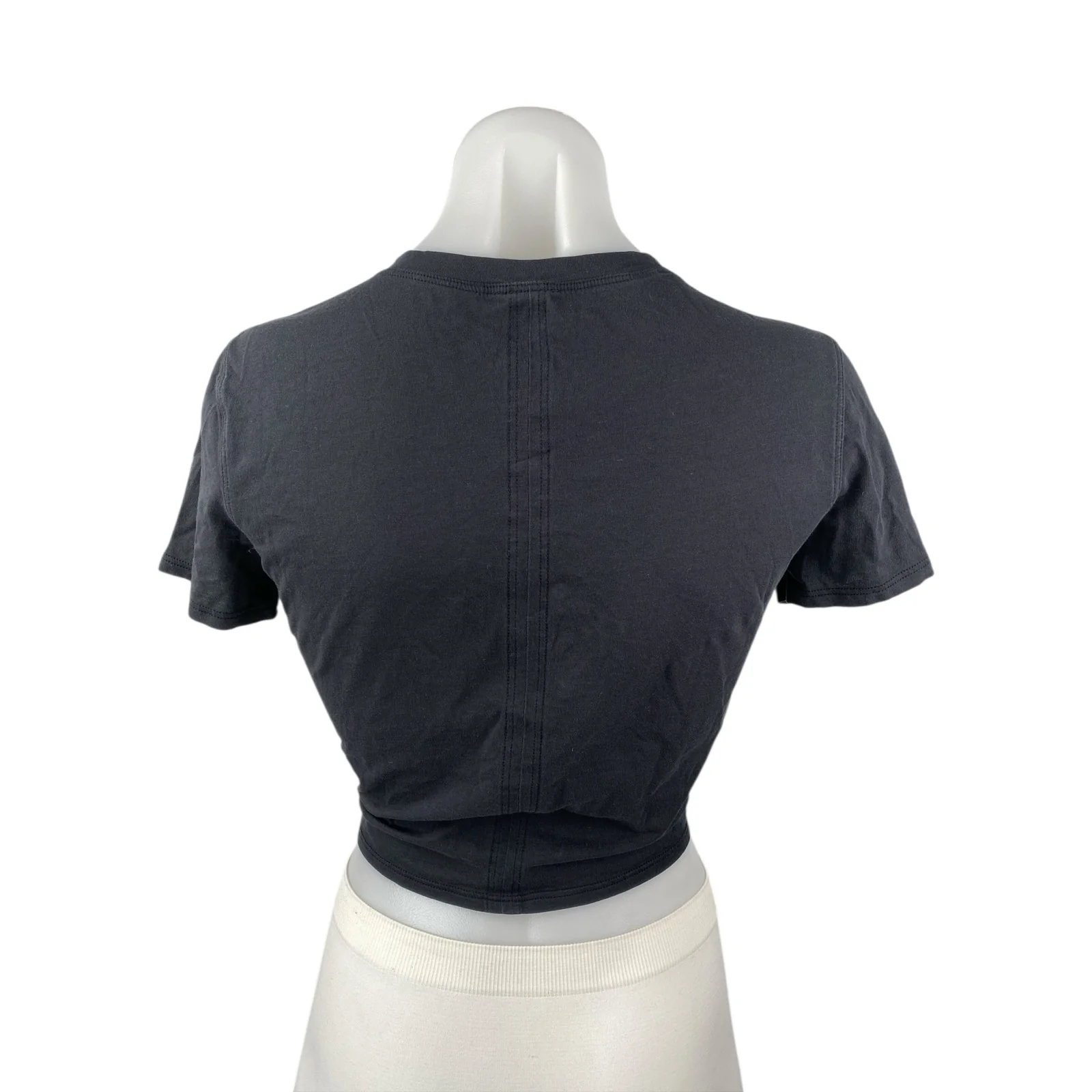 Lululemon Womens Black Tie knot Front Short Sleeve Crop Tee T-shirt Top Size S - Image 2