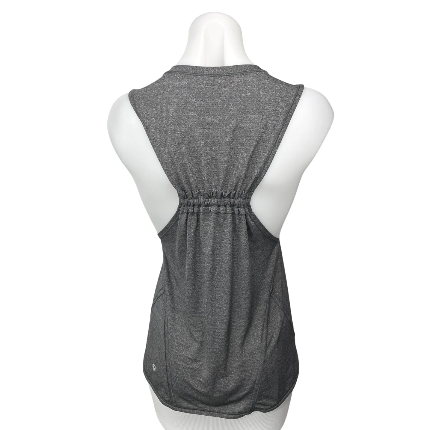 Lululemon Women's Gray Crew Neck Cinched Racerback Muscle Tee Tank Top Size 4 - Image 2
