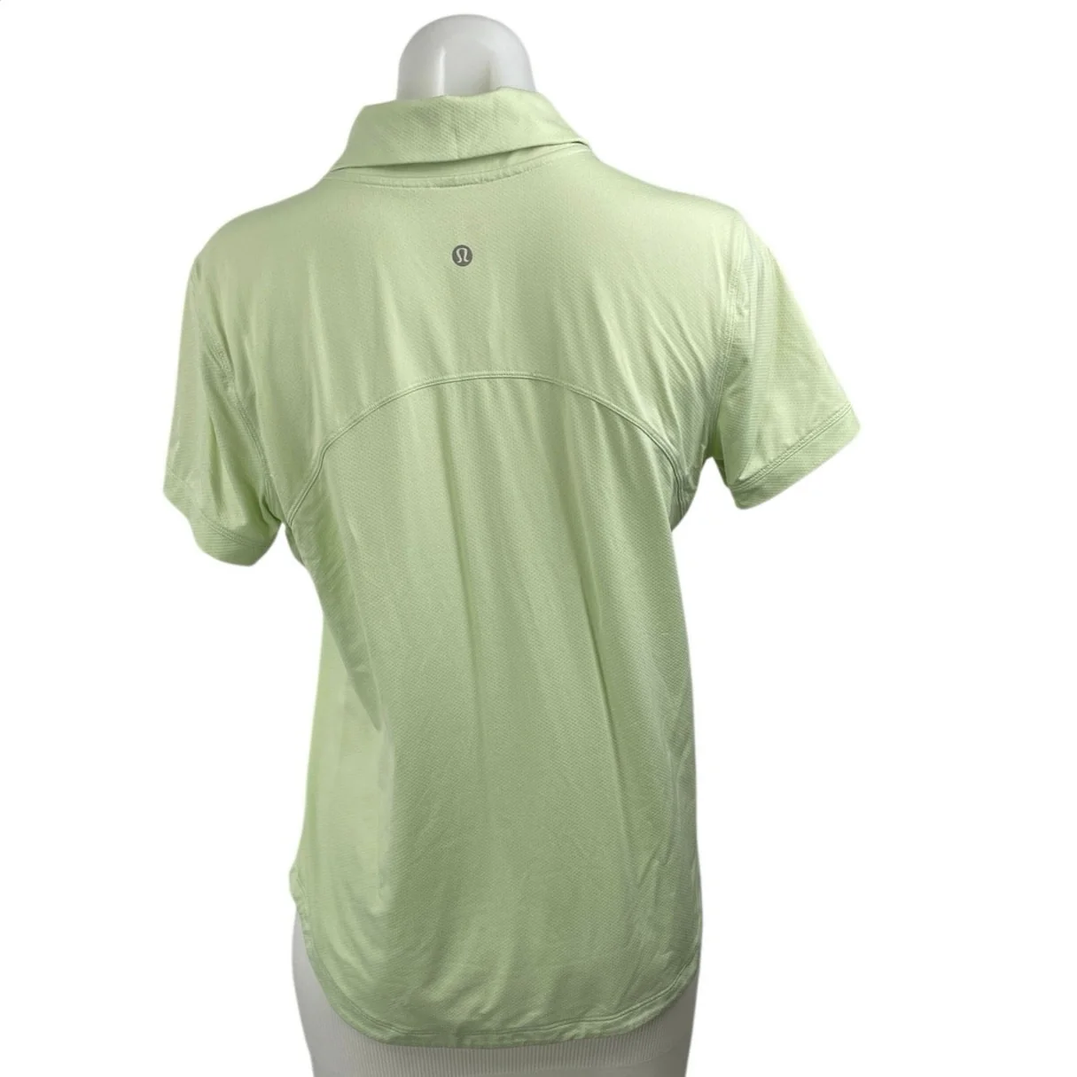 Lululemon Women's Green Quick Dry Short Sleeve Tennis Gold Athletic Polo Shirt M - Image 3