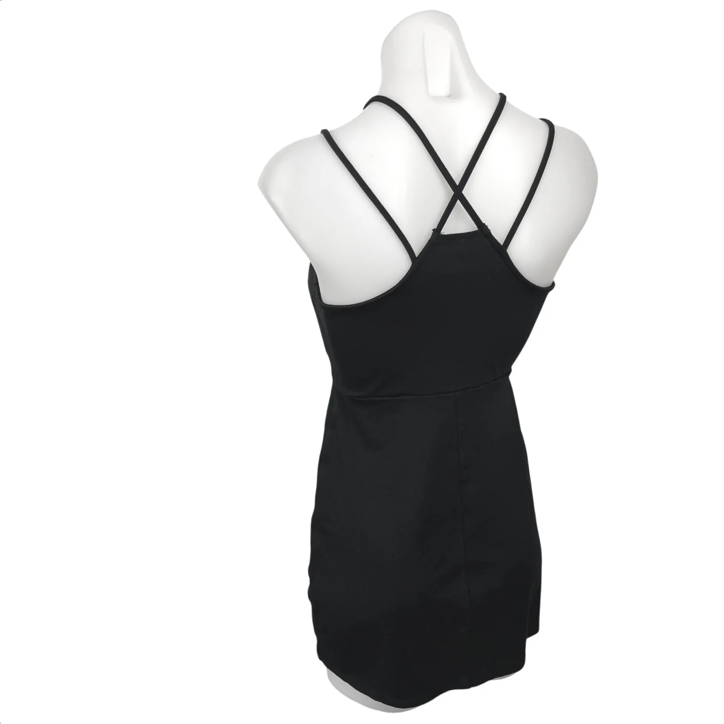 Lulu's Black Sleeveless Halter Strappy Asymmetric Casual Mini Wrap Dress Size M - Image 2