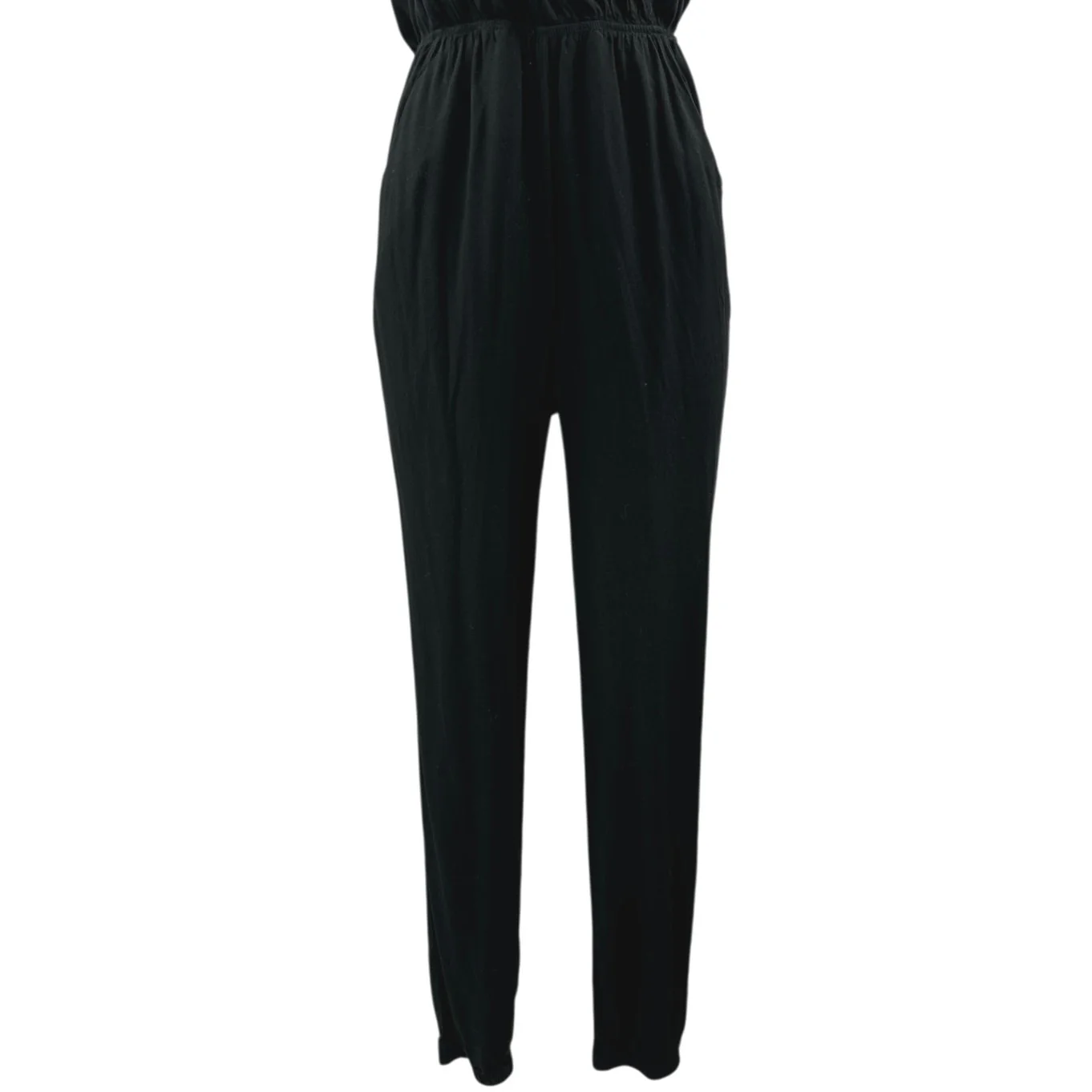 Lulus Learning to Fly Black Halter Sleeveless V Neck Faux Wrap Jumpsuit Size S - Image 6