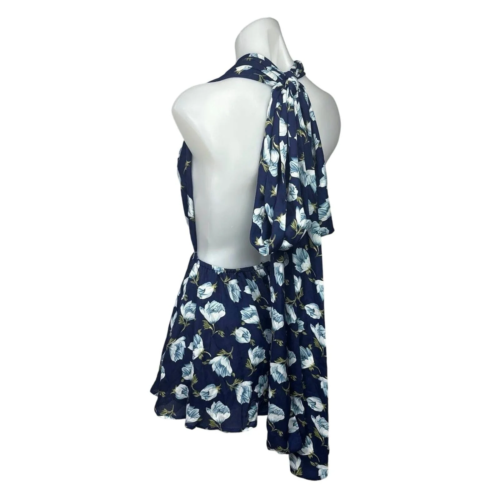 Lulus Navy Blue Floral Elated Energy Convertible Sleeveless Romper Shorts Sz XS - Image 3