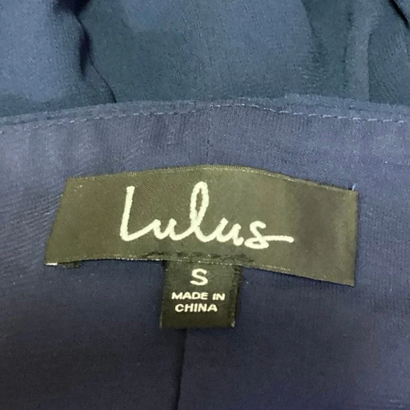 Lulus Navy Blue Ruffle V Neck Drapey Cold Shoulder Bridesmaid Maxi Dress Size S - Image 4
