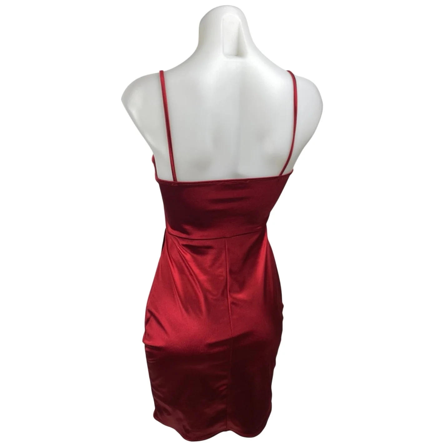 Lulus Red Silk Satin Sleeveless Cami Camisole Tank Drape Sheath Mini Dress Sz S - Image 3