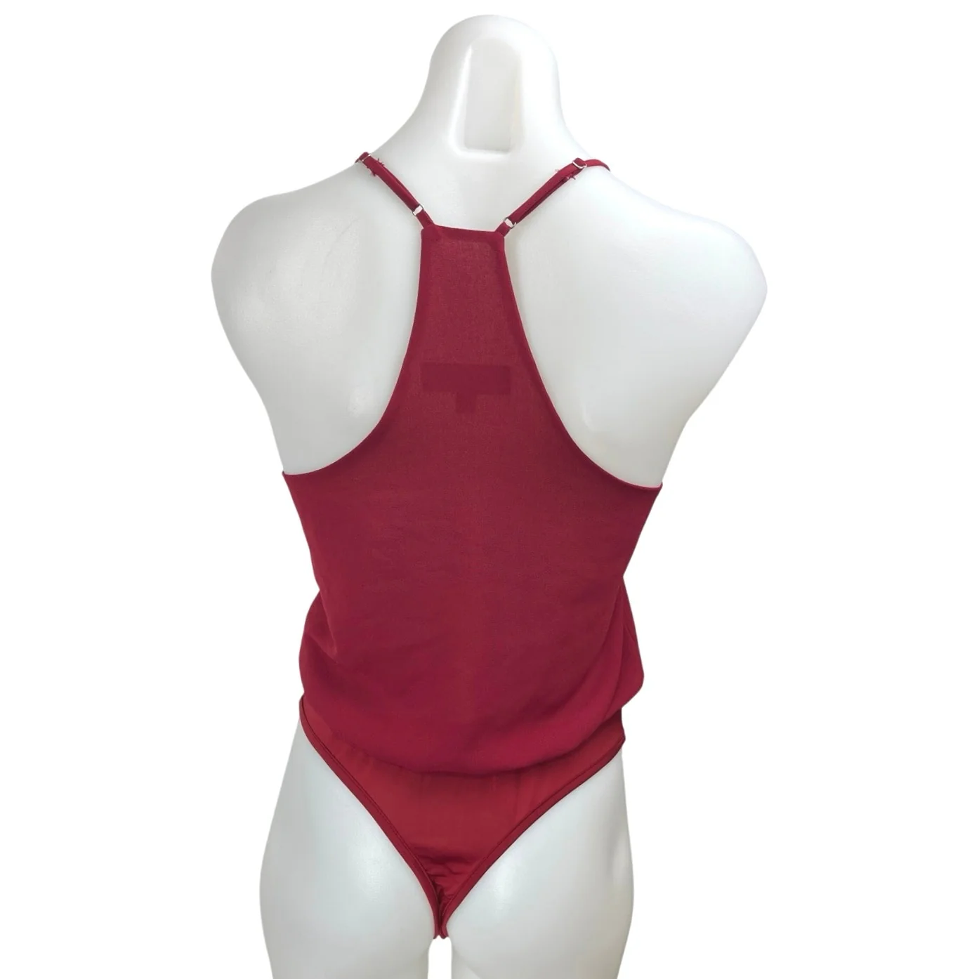 Lulus Red Sleeveless Racerback Deep V-Neck Faux Wrap Tank Bodysuit Top Size S - Image 2