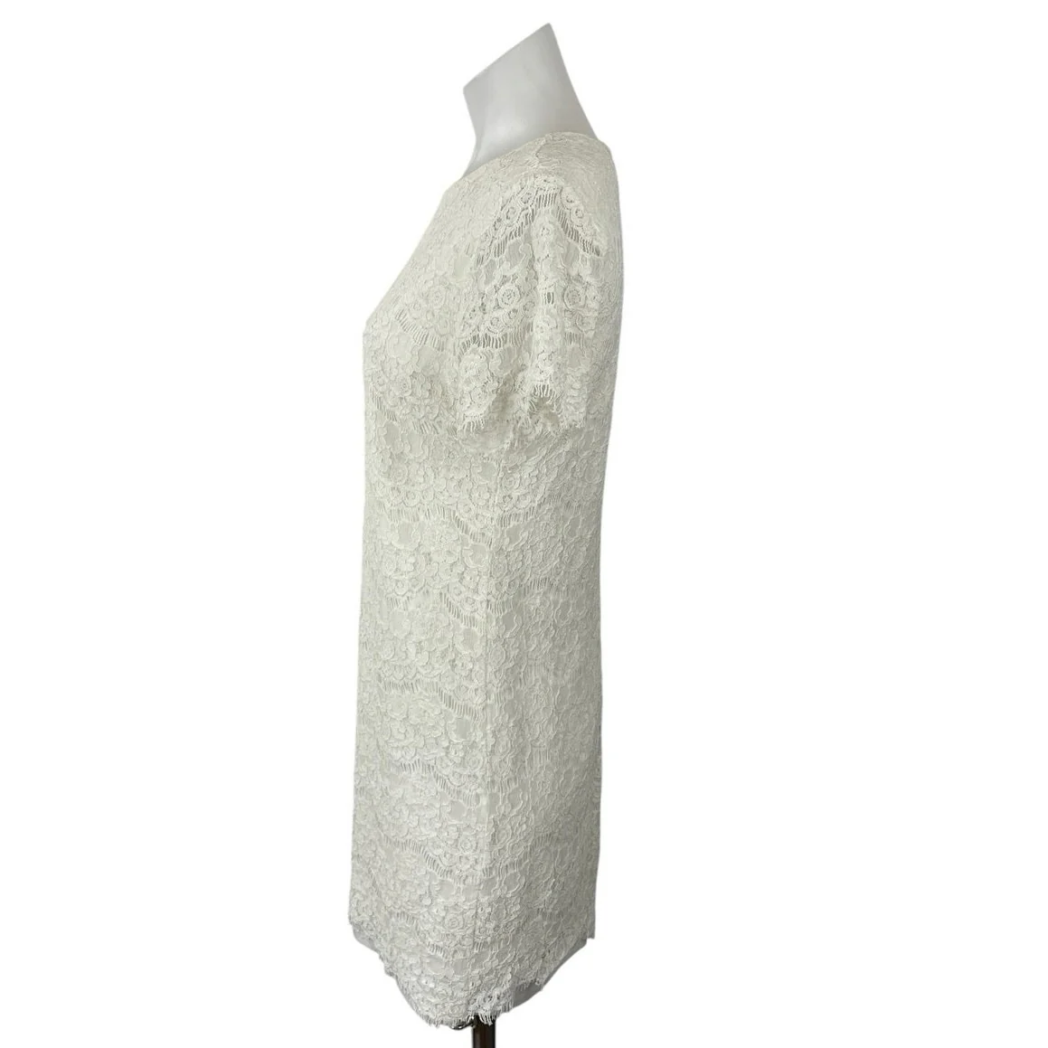 Lulus Take Me to Bruch Women's Ivory Floral Lace Short Sleeve Mini Shift Dress M - Image 2
