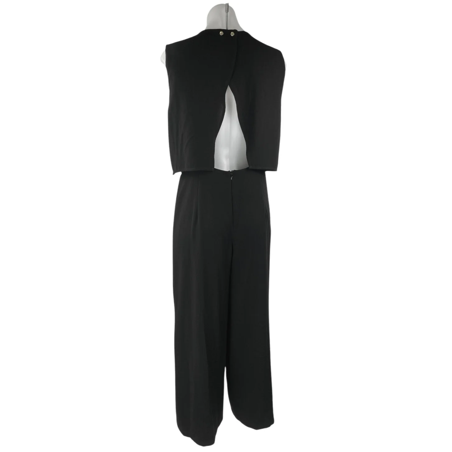 Lulus Women's Black Sleeveless Split Back Straight Wide Leg Romper Jumpsuit Sz L - Image 2