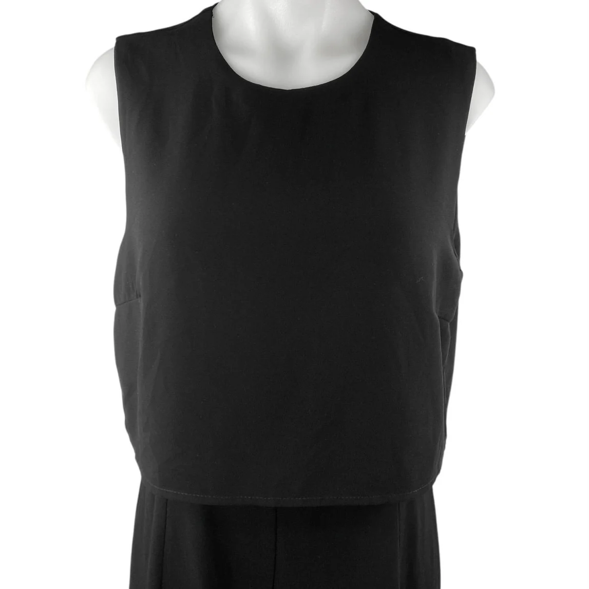 Lulus Women's Black Sleeveless Split Back Straight Wide Leg Romper Jumpsuit Sz L - Image 3