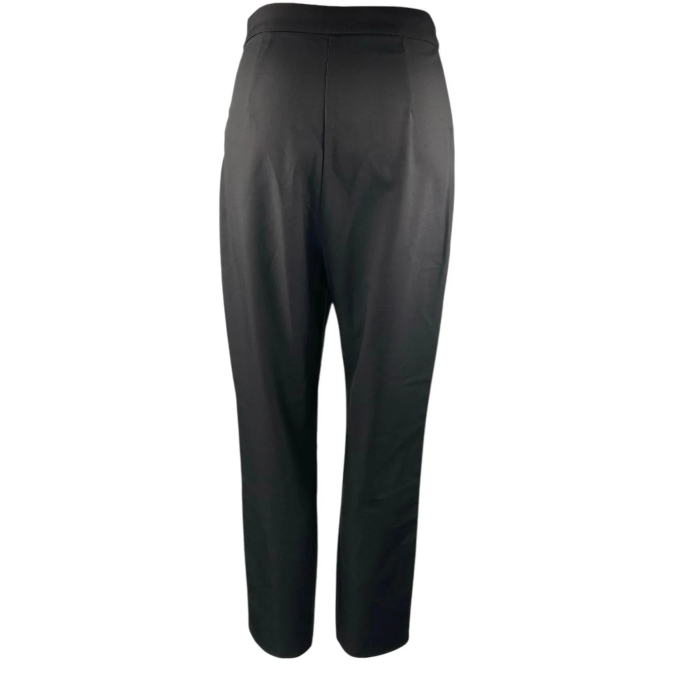 Lulus Women's Black Straight Tapered Leg High Waist Zip Trousers Dress Pants S - Image 3