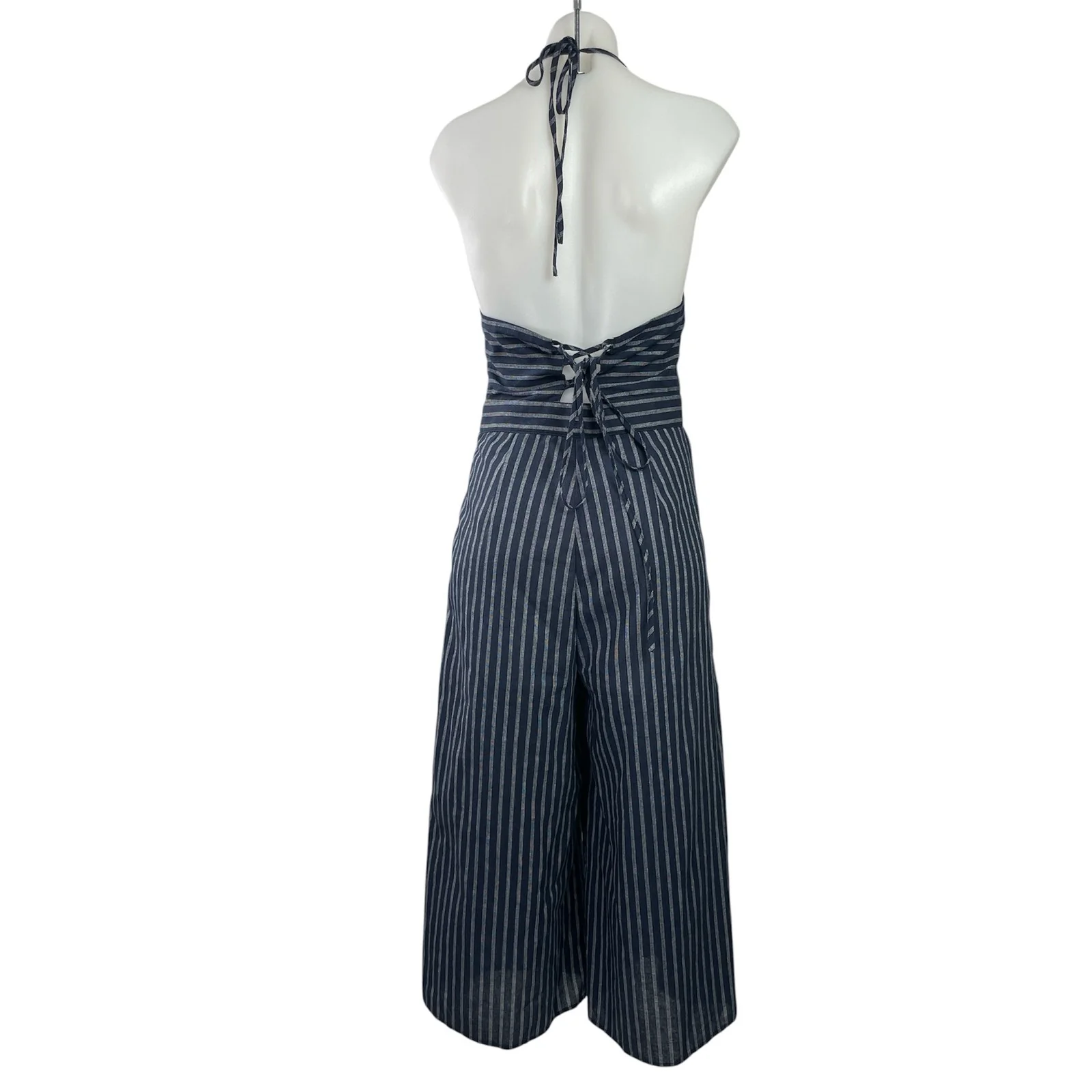 Lunic Black Chevron Striped Sleeveless Cami Camisole Wide Leg Romper Jumpsuit S - Image 3