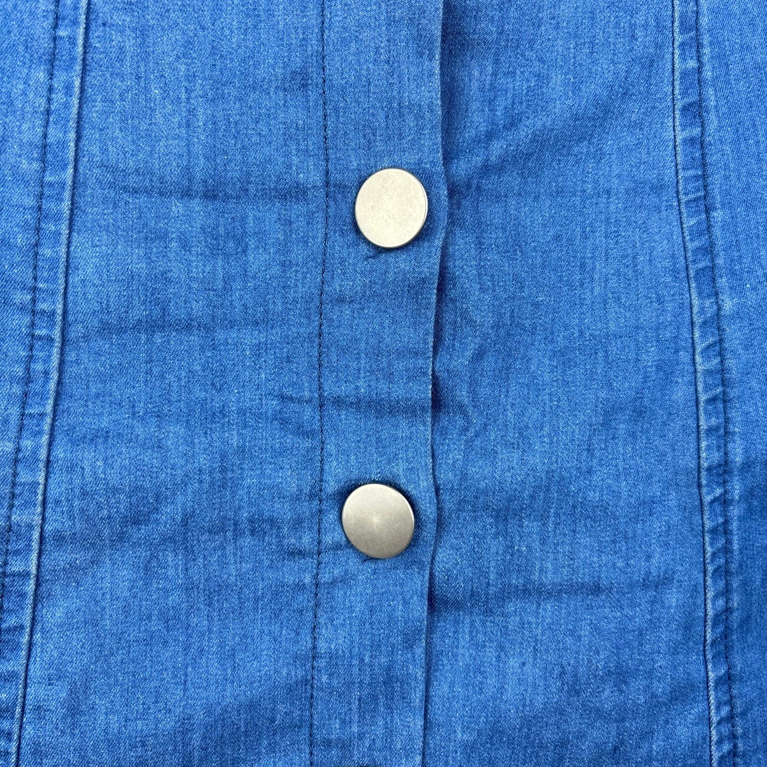 Lush Women's Blue Denim Jean High Rise Scallop A Line Button Down Skirt Size S - Image 4