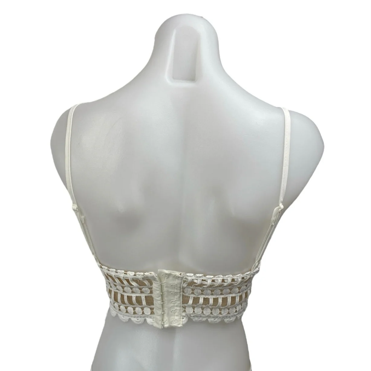 Luxe White Lace Embroidered Sleeveless Boho Cami Camisole Tank Crop Top Size 8 - Image 2