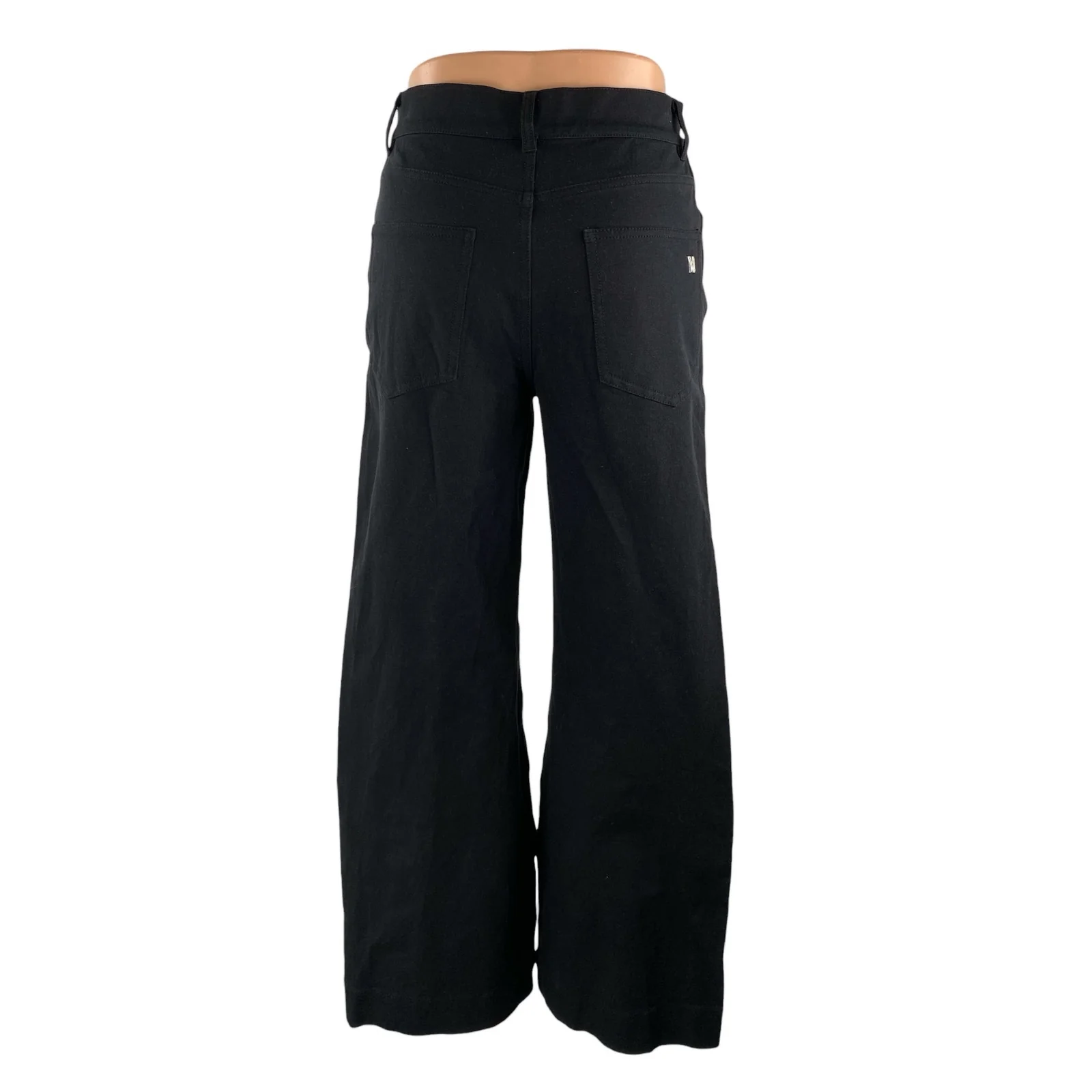 M.M Lafleur Women's Black High Rise Wide Leg Baggy Palazzo Denim Jeans Size 0 - Image 4