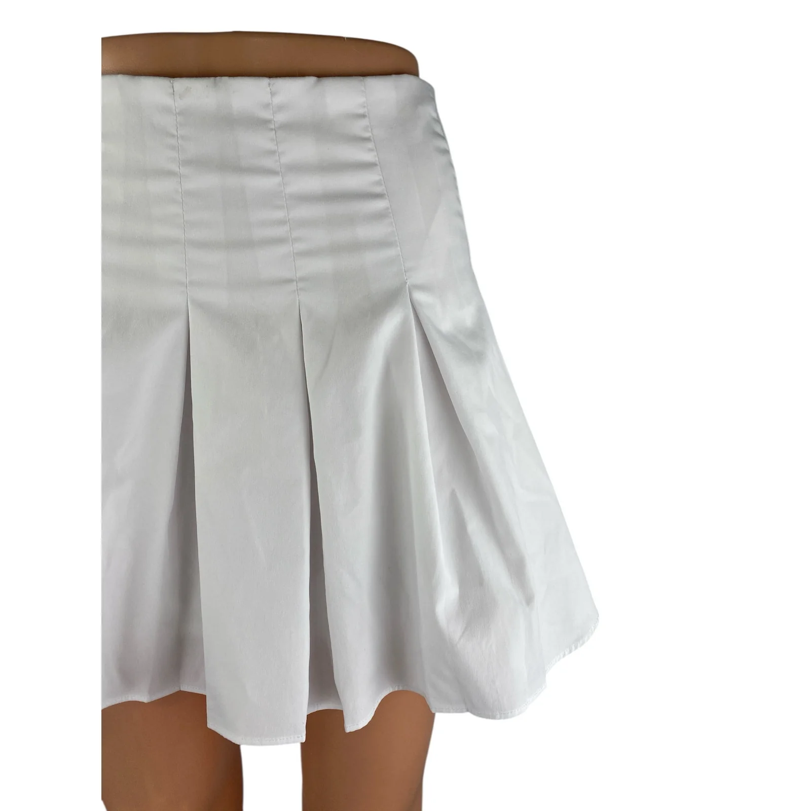 M.N.I Los Angeles White Pleated High Rise Mini Athletic Tennis Flare Skirt Sz S - Image 2