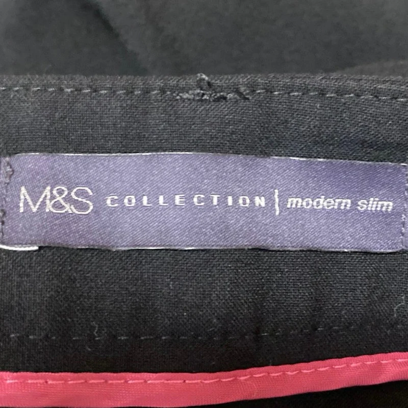 M&S Collection Modern Slim Black Straight Leg High Waist Trousers Dress Pants M - Image 4