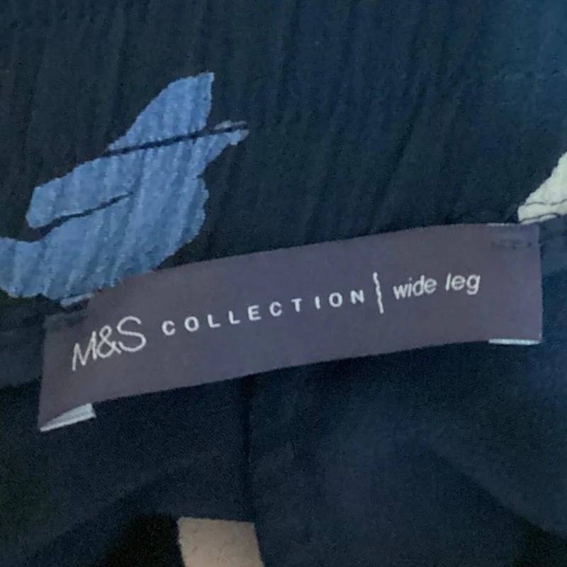 M&S Collection Women's Multicolor Floral Print Mid Rise Wide Leg Trouser Pant 36 - Image 4