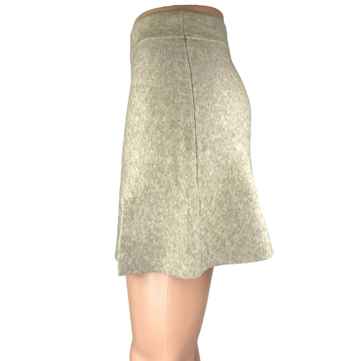 Mable Cream Beige Knit Pull On High Waist Side Slit A Line Mini Skirt Size S - Image 2