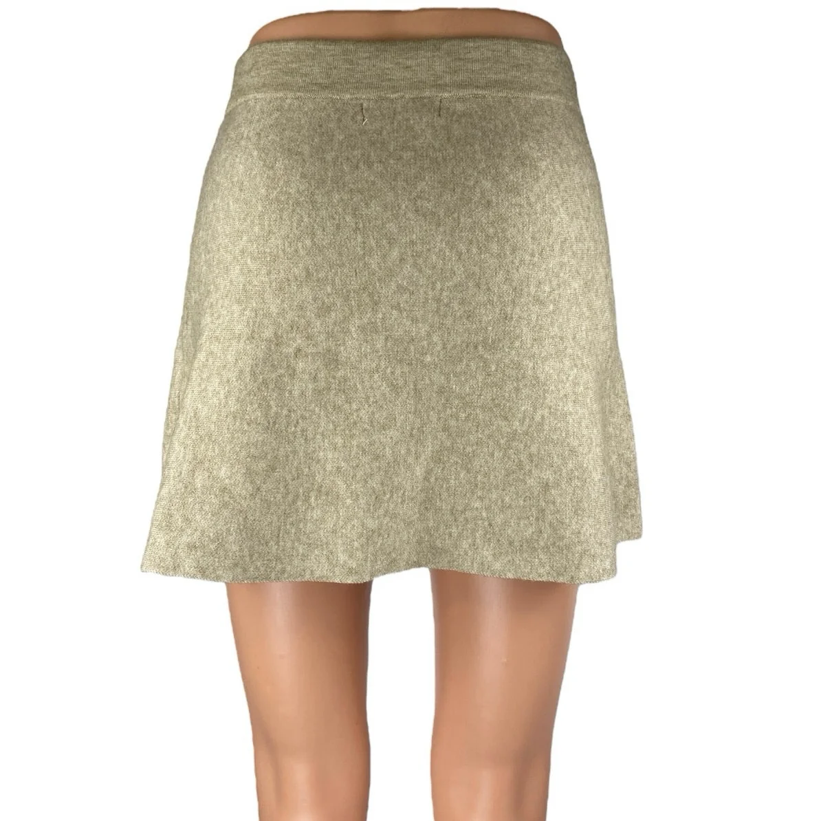 Mable Cream Beige Knit Pull On High Waist Side Slit A Line Mini Skirt Size S - Image 3
