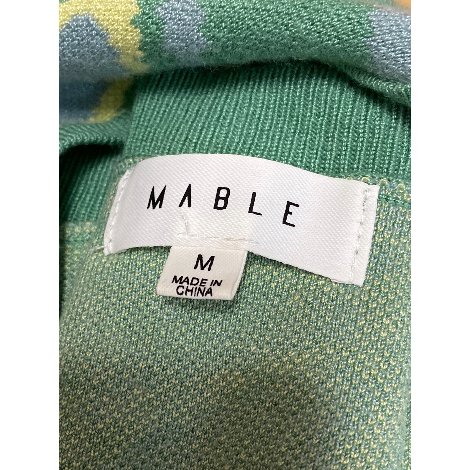 Mable Green Floral Knit Sleeveless Crew neck Cut Out Mini Bodycon Tank Dress M - Image 3