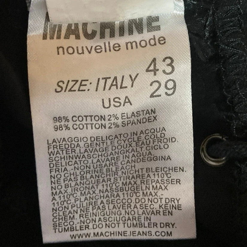 Machine NWT Black Cotton Mid Rise Lace Up Criss Cross Ankle Skinny Jeans Size 29 - Image 5
