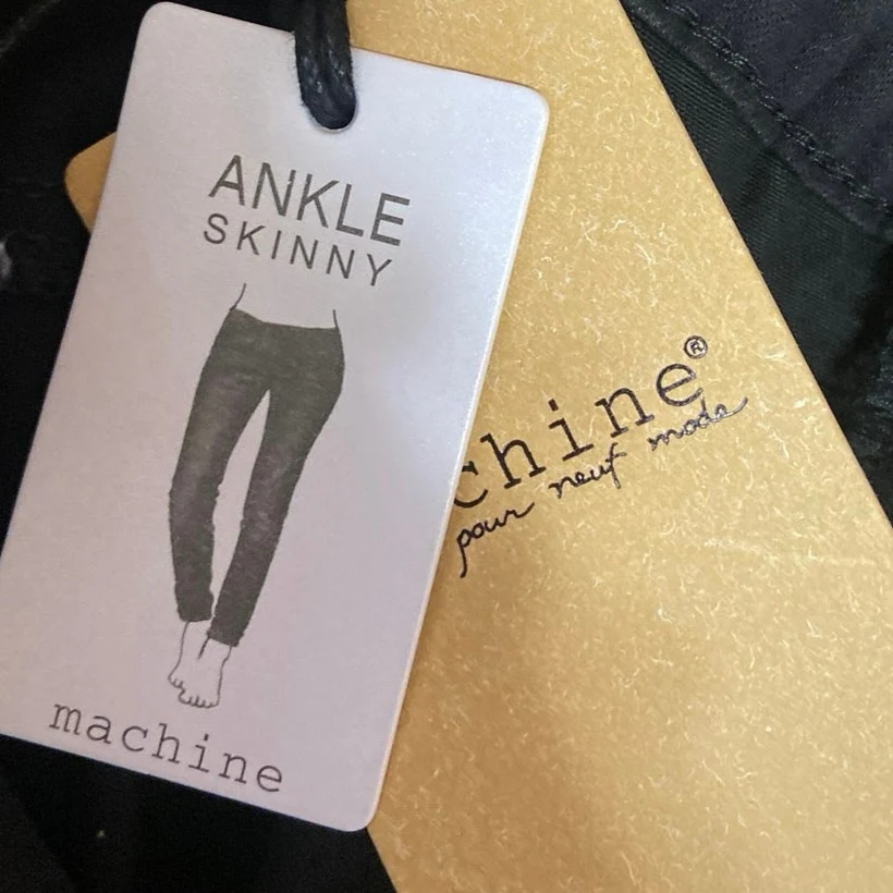 Machine NWT Black Cotton Mid Rise Lace Up Criss Cross Ankle Skinny Jeans Size 29 - Image 6