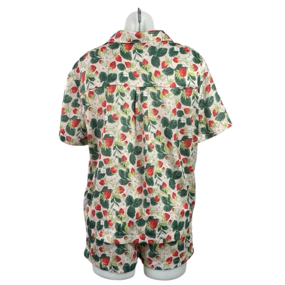 Macy's Flower Show Strawberry Short Sleeve Button Up Sleepwear Pajamas Set XS - Image 3