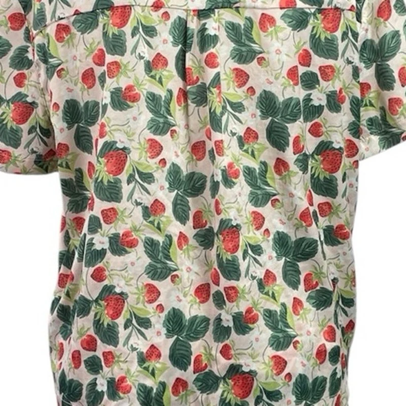 Macy's Flower Show Strawberry Short Sleeve Button Up Sleepwear Pajamas Set XS - Image 4