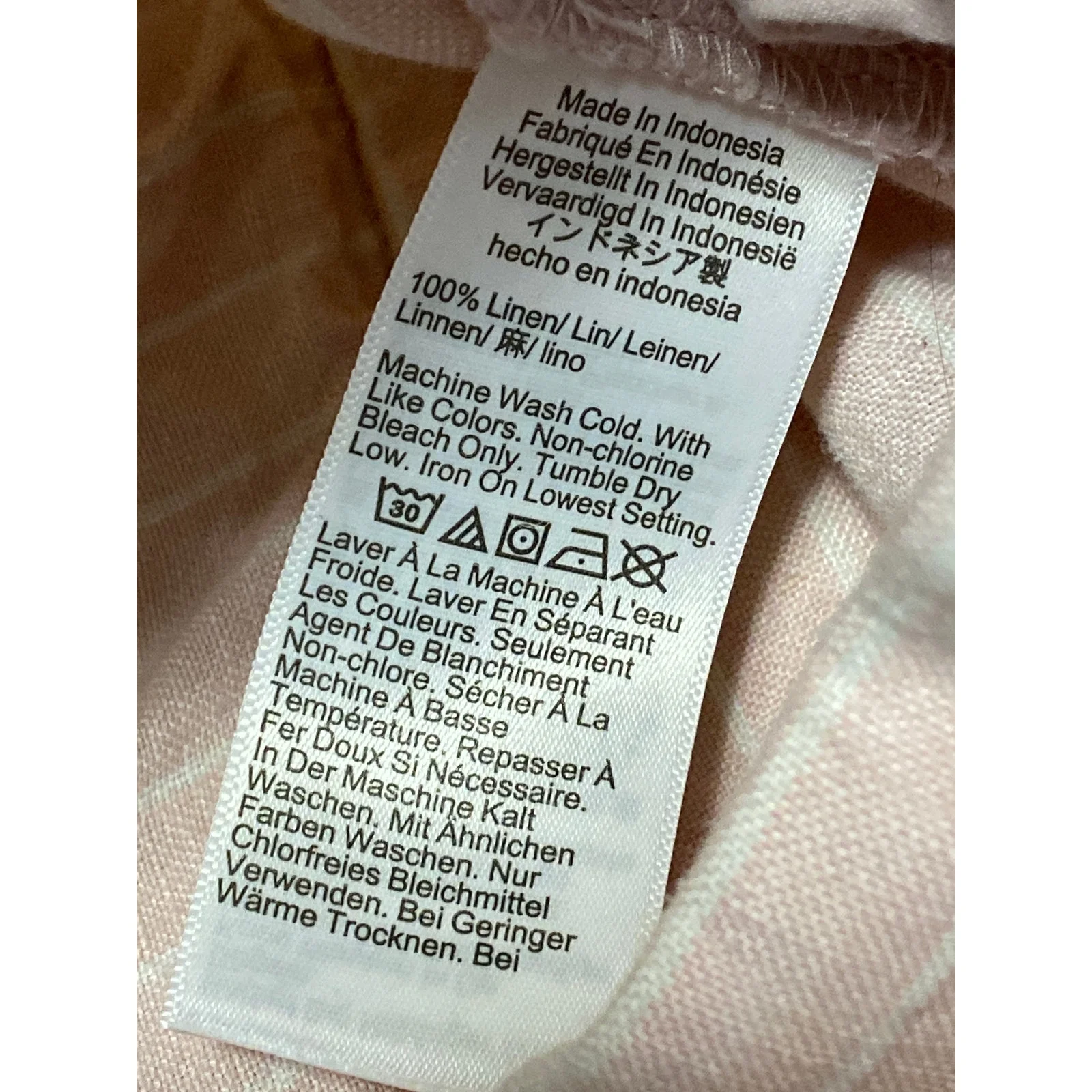 Madewell 100% Linen Zoe Women's Pink Stripe Mid Rise Straight Trousers Pants XS - Image 6