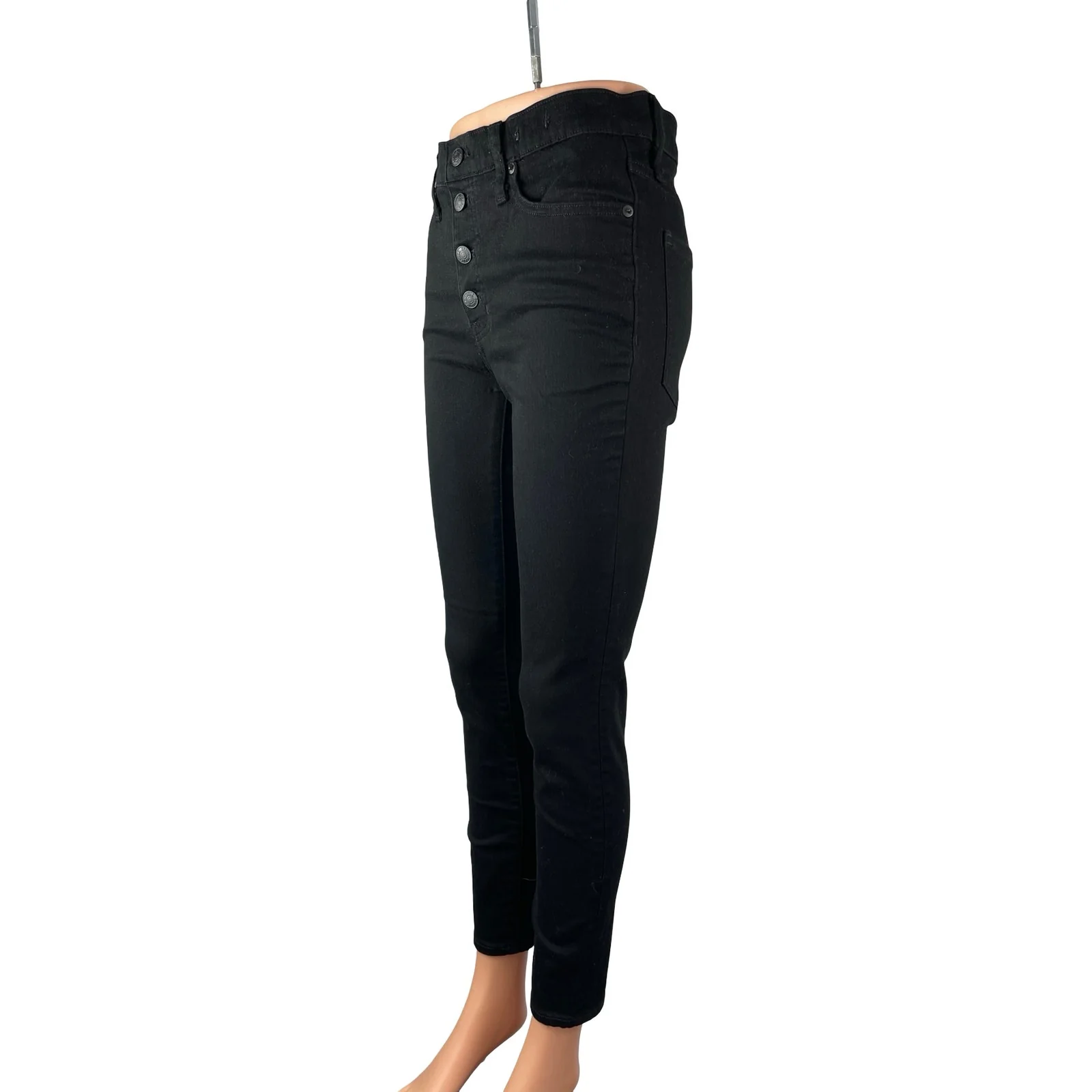 Madewell 9" Mid Rise Skinny Women's Black Button Fly Slim Denim Jeans Size 27 - Image 2