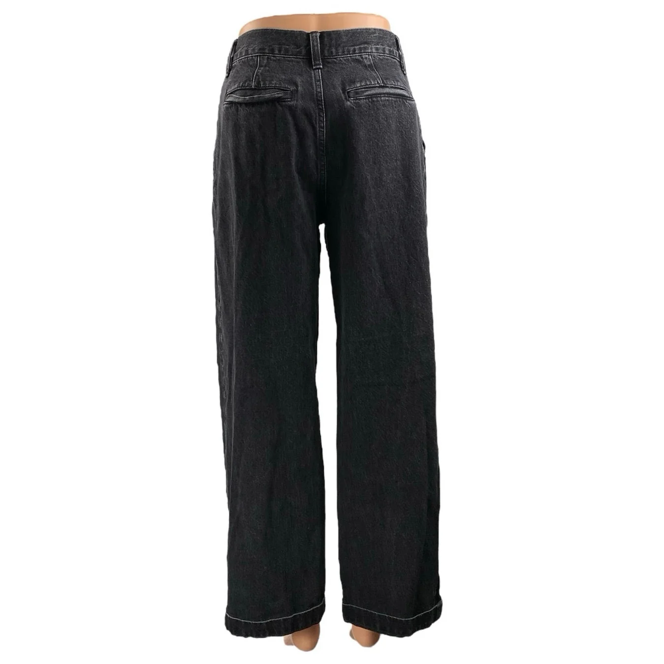 Madewell Baggy Straight Women's Black High Rise Pleated Denim Jeans Size 25 - Image 3