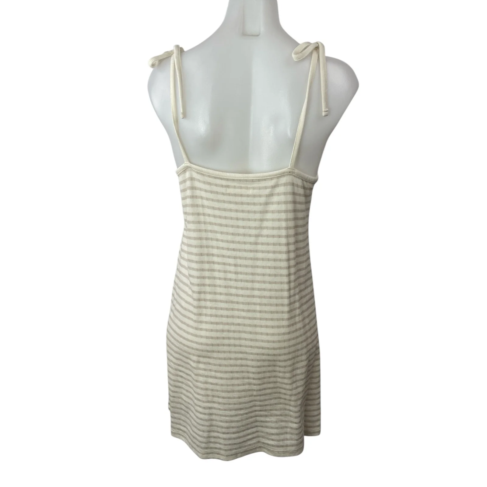 Madewell Beige Striped Sleeveless V-Neck Cami Camisole Mini Tank Shift Dress S - Image 2