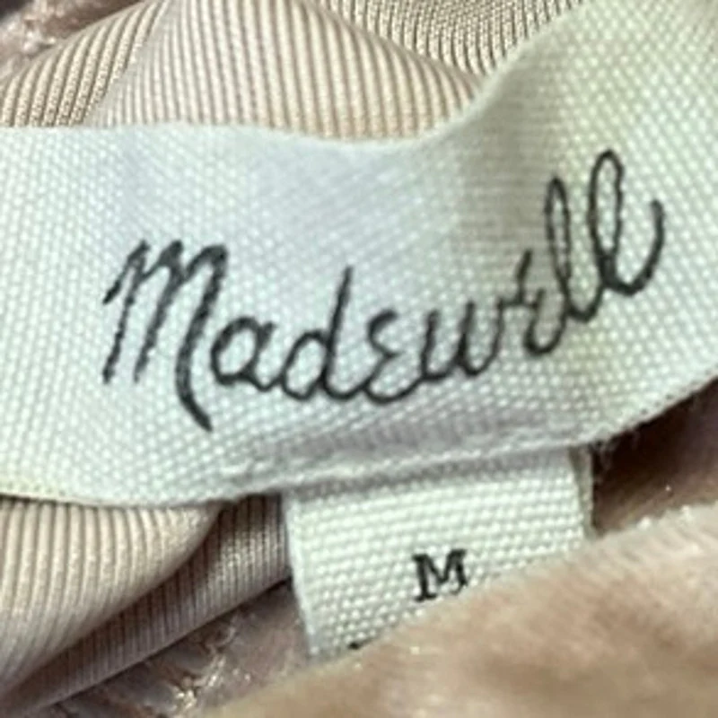 Madewell Beige Velvet Velour Short Sleeve Soft Turtleneck Blouse Top Size M - Image 3